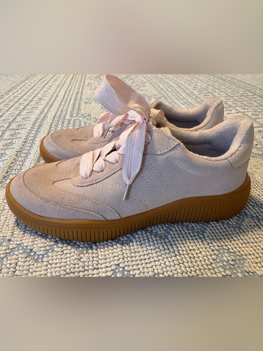 Keds Light Pink Suede Sneakers with Gum Sole
